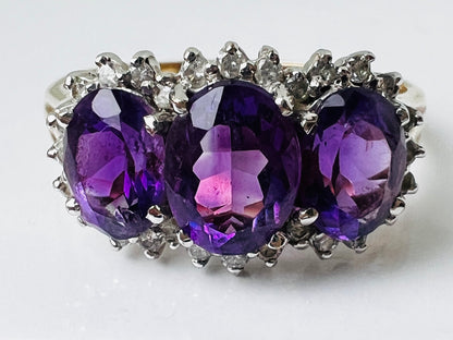 9ct Gold Amethyst & Diamond Ring