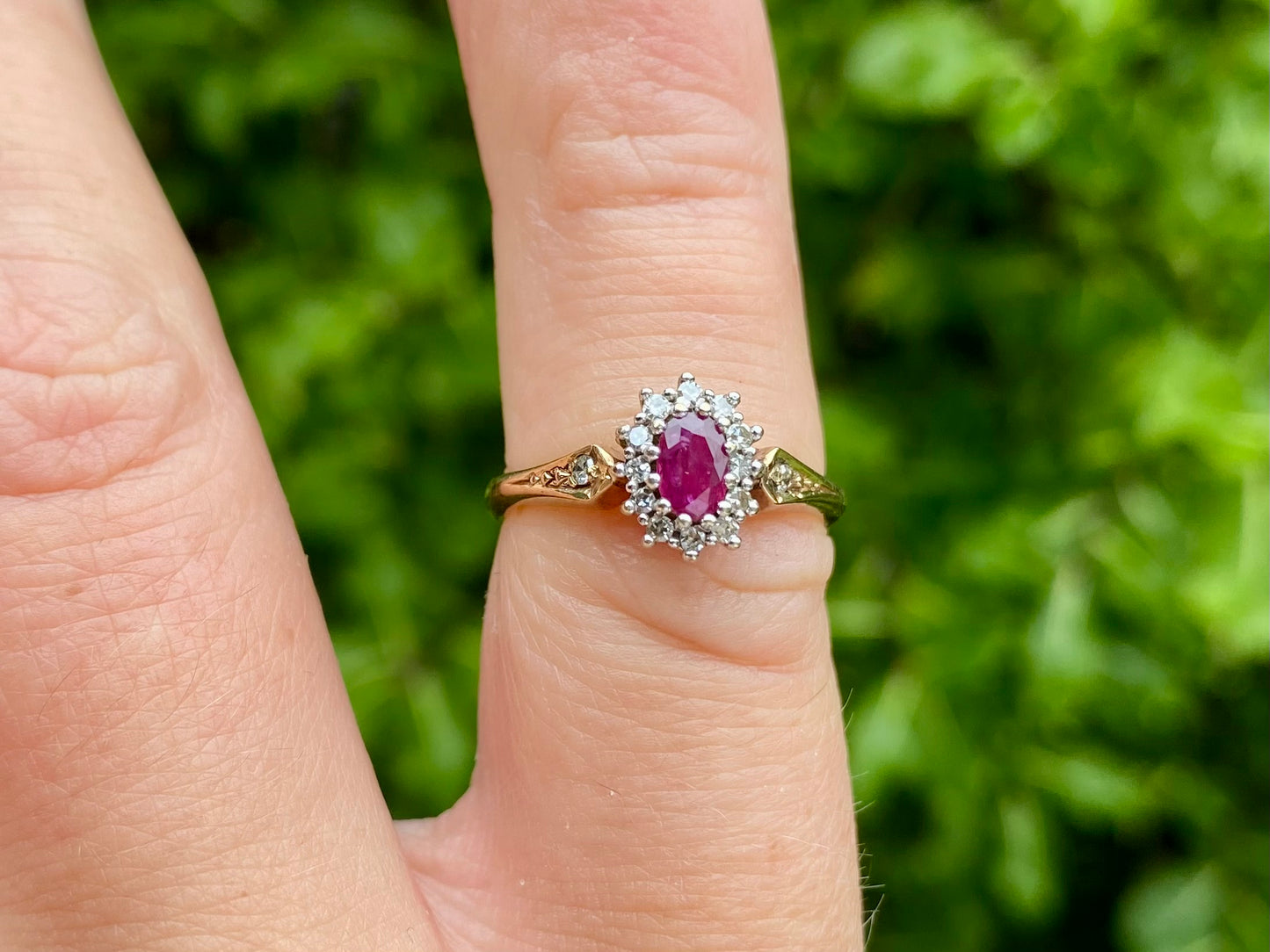 Vintage 9ct Gold Ruby & Diamond Ring
