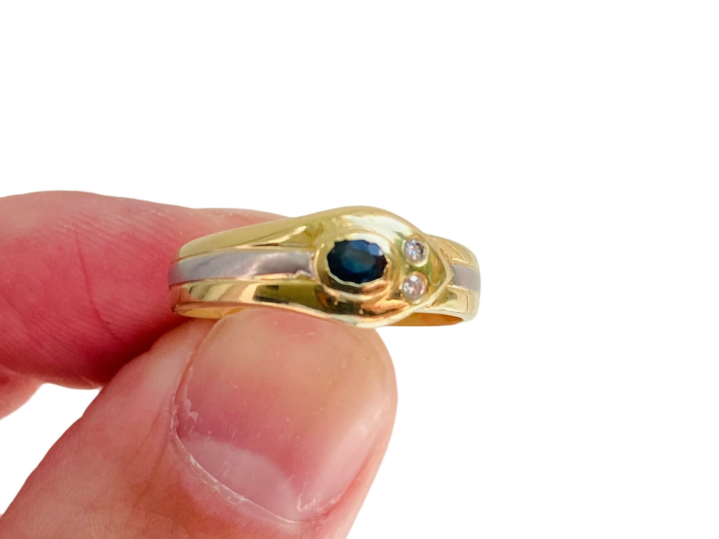 14ct Gold Sapphire & Diamond Snake Ring