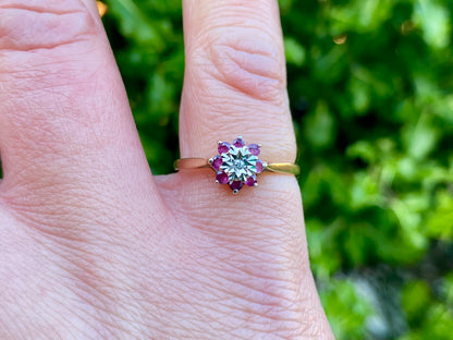 Vintage 9ct Gold Ruby & Diamond Ring