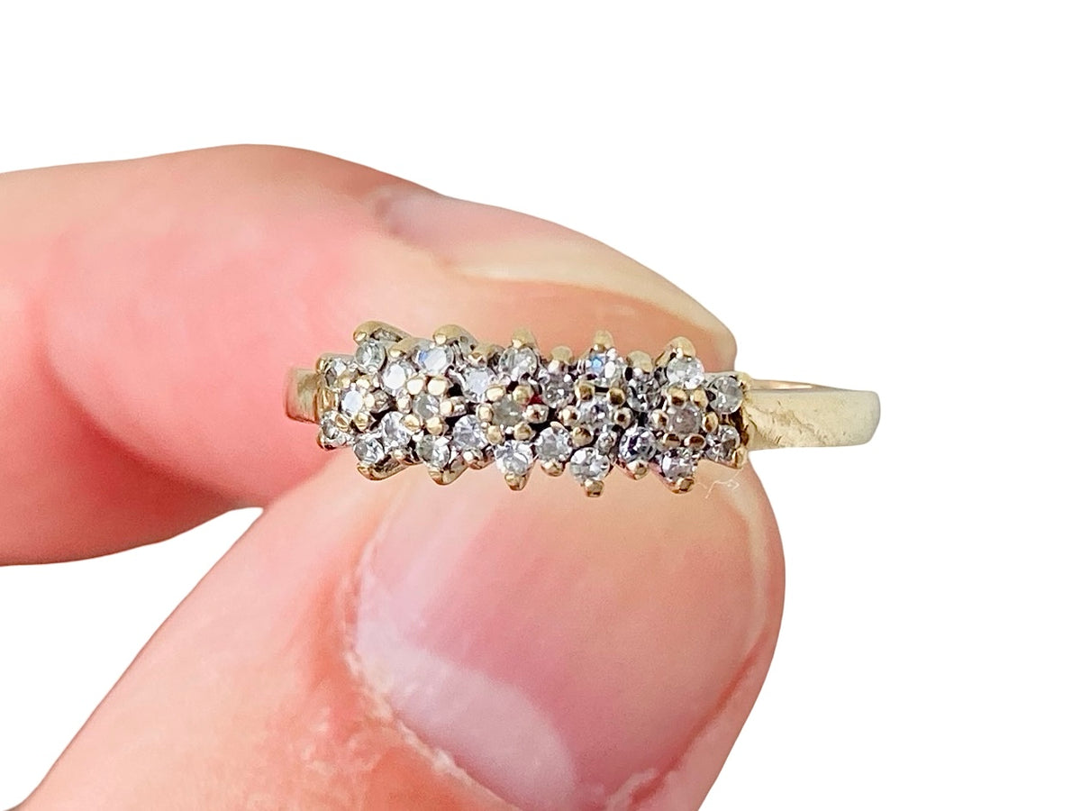 Vintage 9ct Gold Diamond Cluster Ring