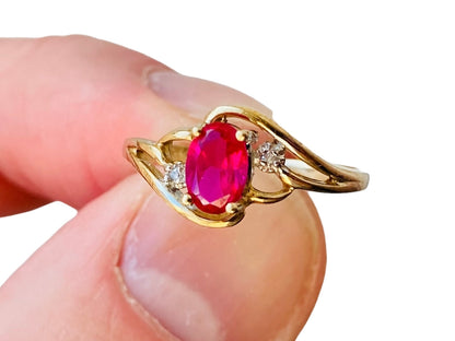 10ct Gold Ruby & Diamond Ring