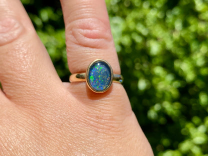 Vintage 9ct Gold Opal Triplet Ring