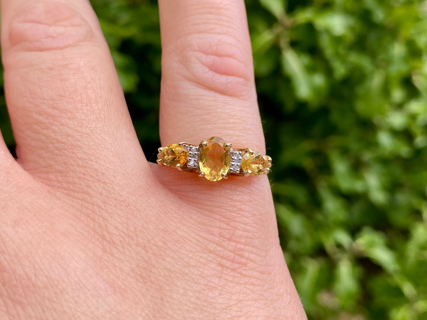 9ct Gold Citrine & Diamond Ring