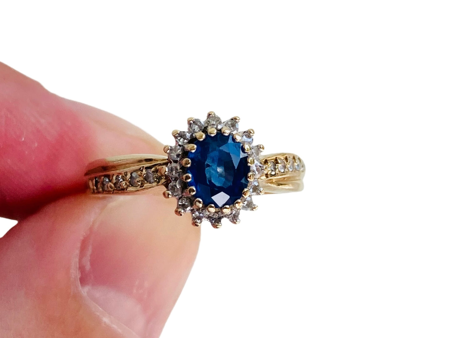 Vintage 9ct Gold Sapphire & Diamond Ring
