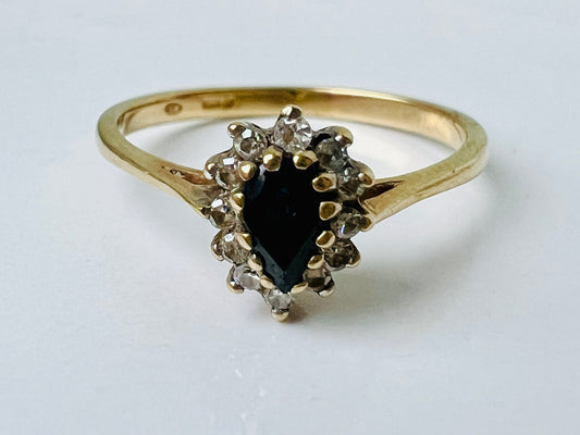 Vintage 9ct Gold Sapphire & Diamond Ring