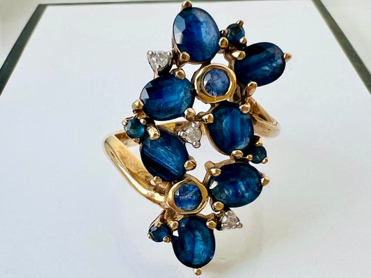 9ct Gold Sapphire & Diamond Ring