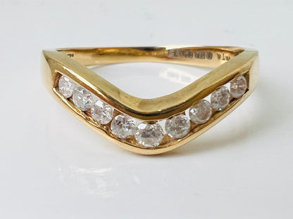 18ct Gold Diamond Wishbone/Chevron Ring