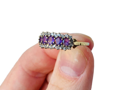 9ct Gold Amethyst & Diamond Ring