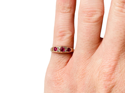 Antique 9ct Gold Ruby & Diamond Ring