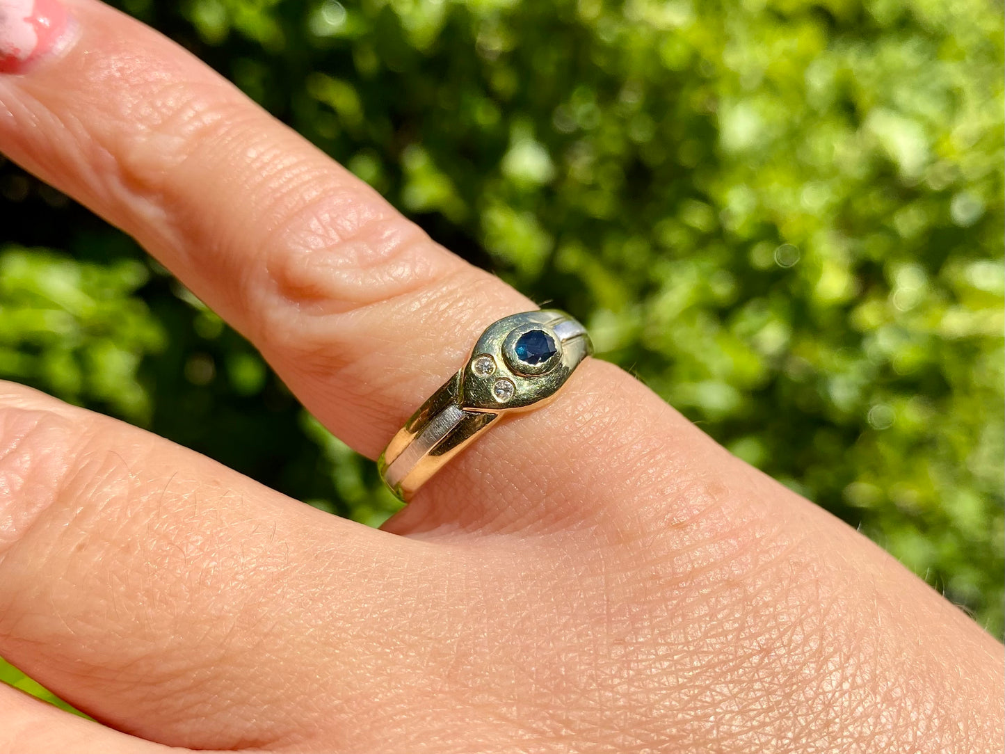 14ct Gold Sapphire & Diamond Snake Ring