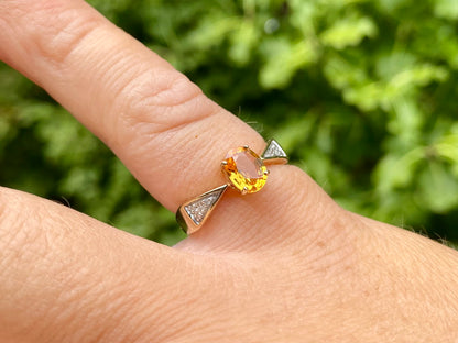 9ct Gold Citrine & Diamond Ring