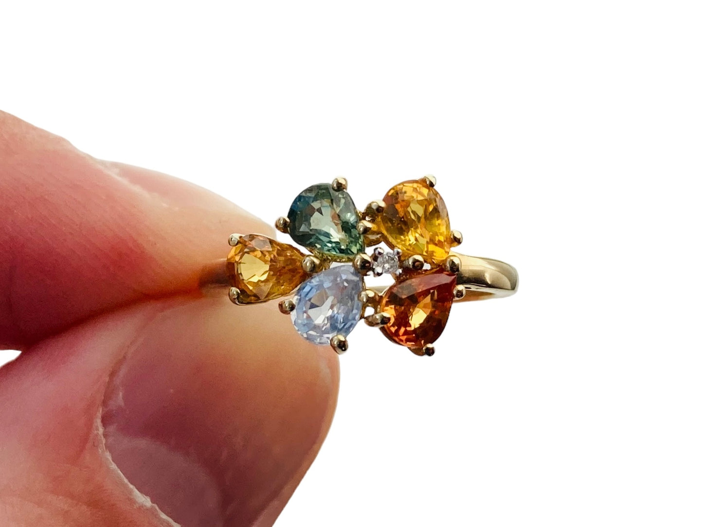 9ct Gold Multi Sapphire & Diamond Ring