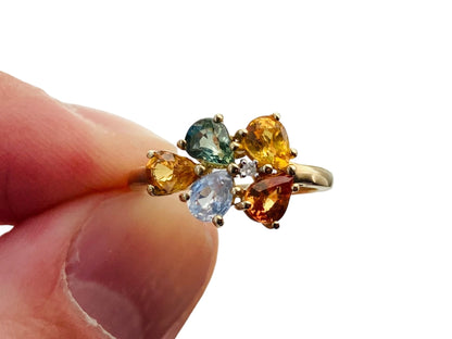 9ct Gold Multi Sapphire & Diamond Ring