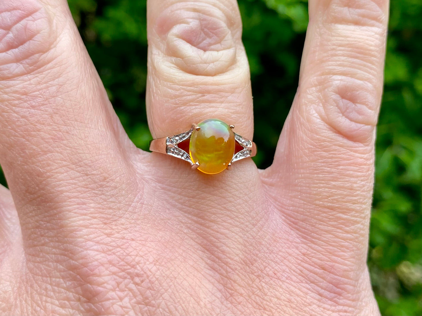 9ct Gold Opal & Diamond Ring