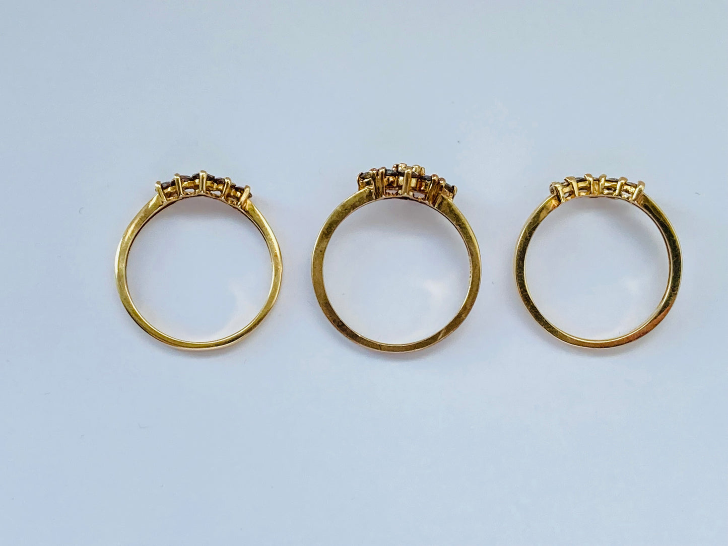 9ct Gold Champagne Diamond Three Ring Set