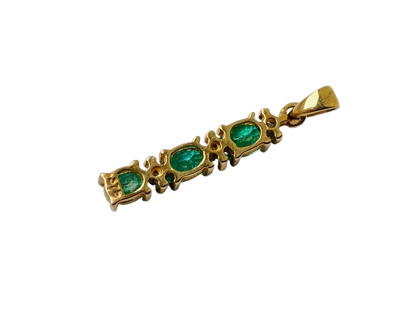 9ct Gold Emerald & Diamond Pendant