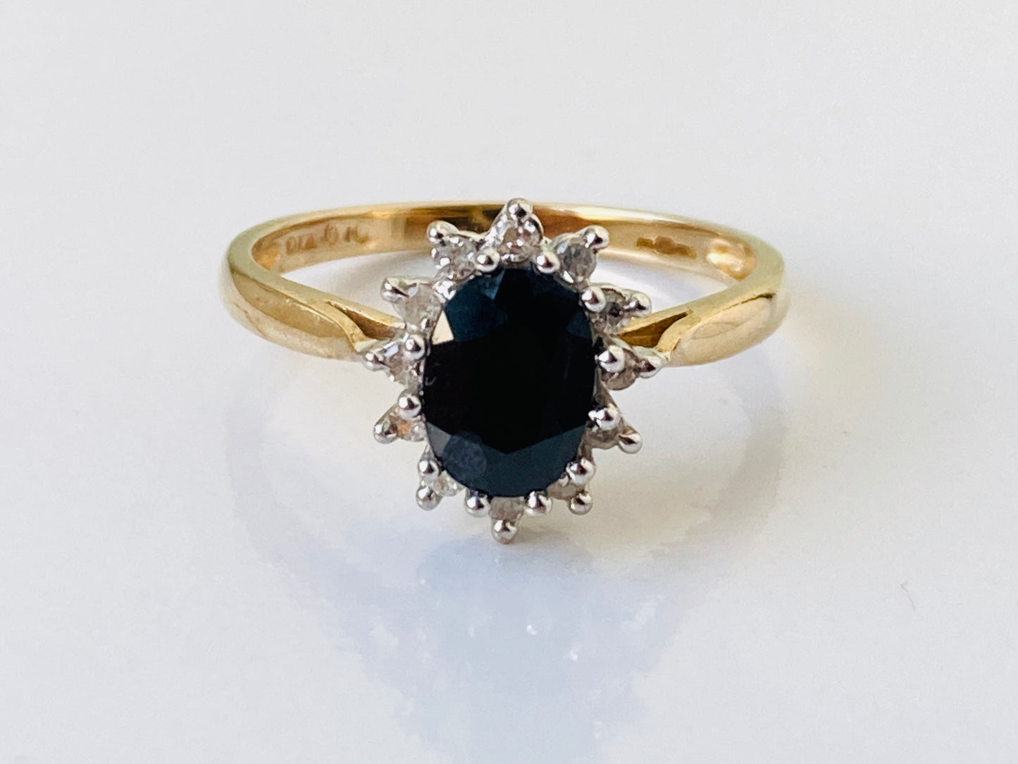 9ct Gold Sapphire & Diamond Cluster Ring