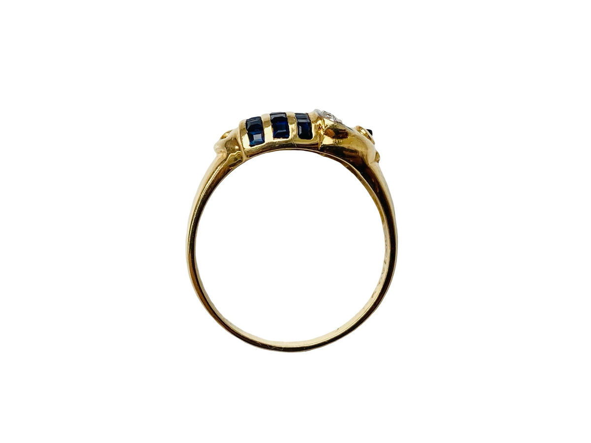 Vintage 18ct Gold Sapphire & Diamond Elephant Ring