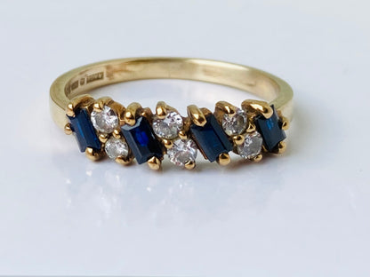 Vintage 9ct Gold Sapphire & Diamond Ring