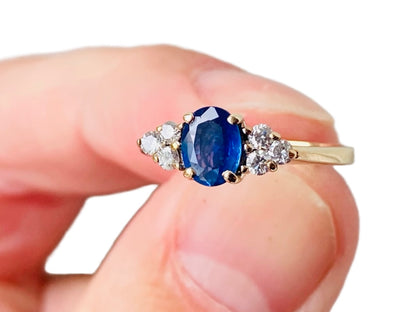 Vintage 9ct Gold Sapphire & Diamond Ring