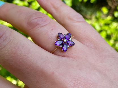 9ct Gold Amethyst & Diamond Ring