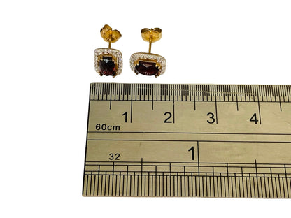 9ct Gold Garnet & Diamond Earrings