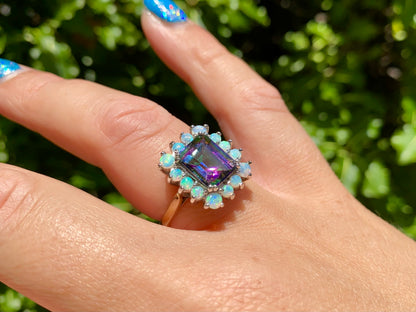 9ct Gold Mystic Topaz & Opal Ring