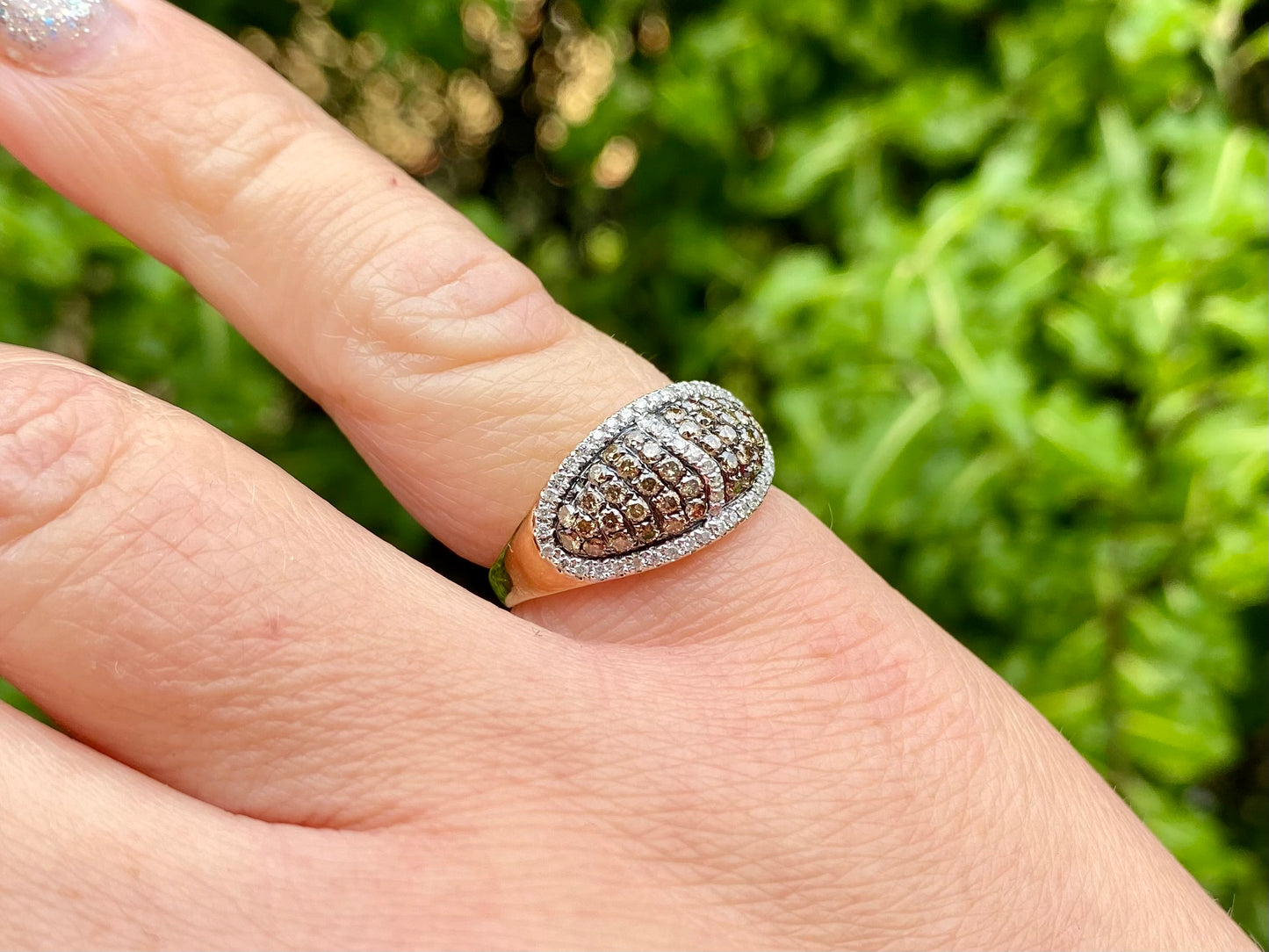 18ct Gold Champagne & White Diamond Ring