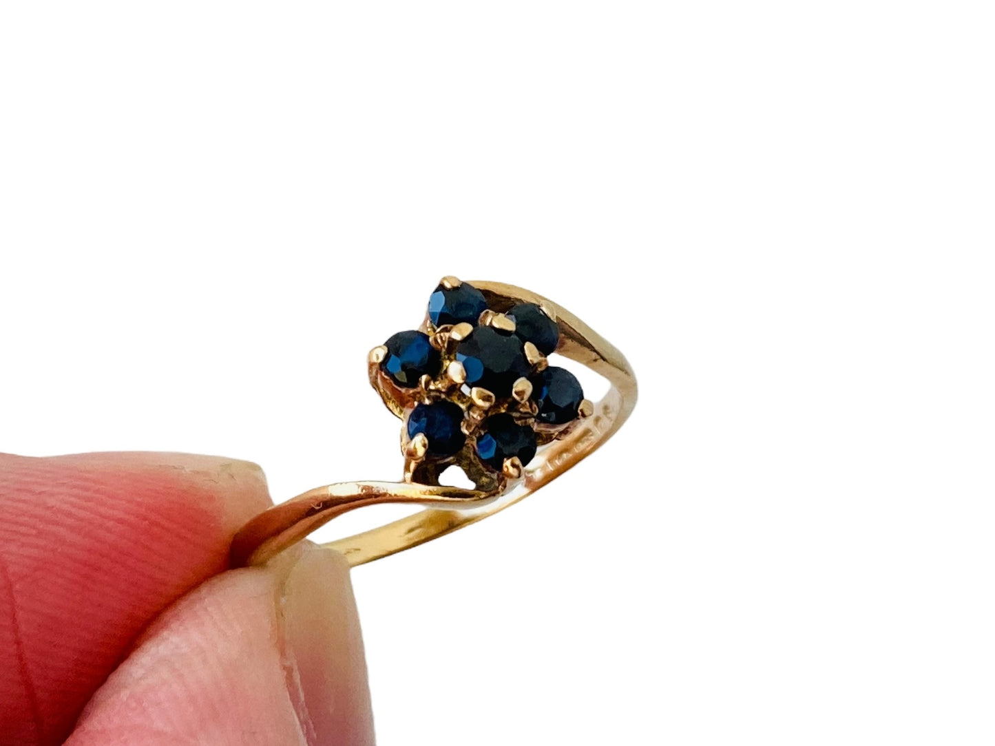 Vintage 9ct Gold Sapphire Daisy Ring