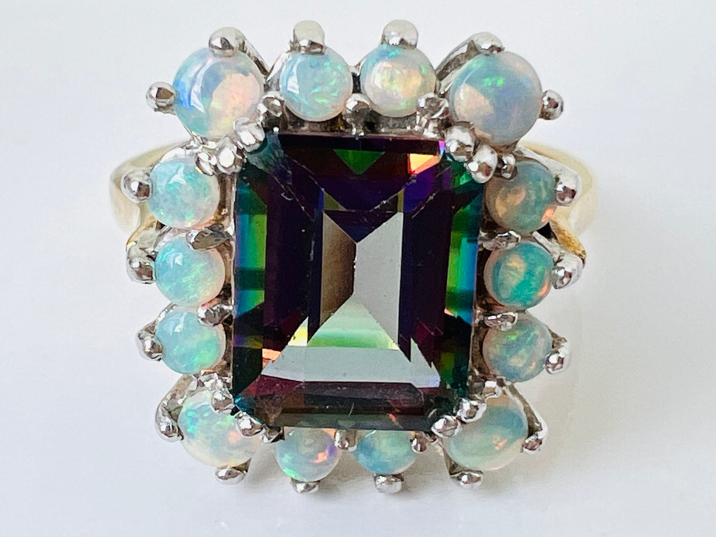 9ct Gold Mystic Topaz & Opal Ring