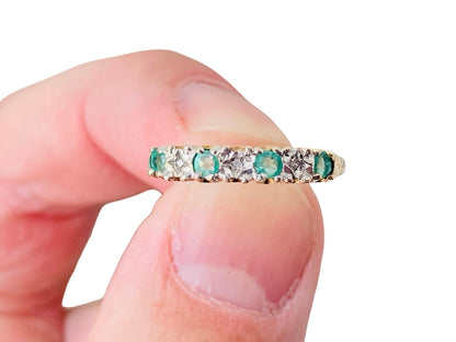 9ct Gold Emerald & Diamond Ring