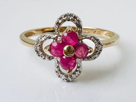 9ct Gold Ruby & Diamond Ring