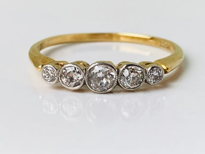 Vintage 18ct Gold Five-Stone Diamond Ring