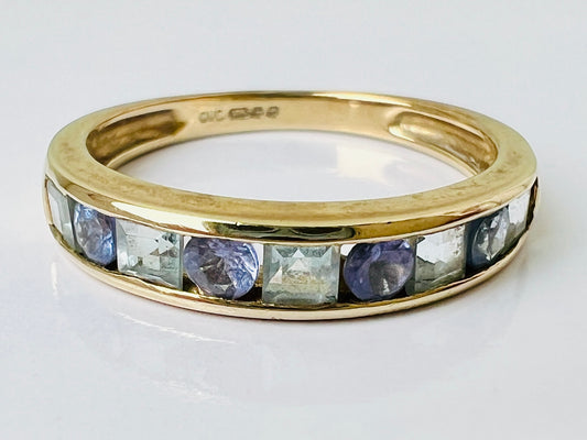 9ct Gold Tanzanite & Aquamarine Ring