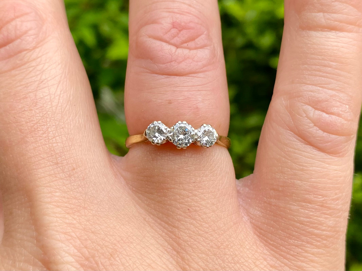 Vintage 18ct Gold 0.75ct Three-Stone Diamond Ring