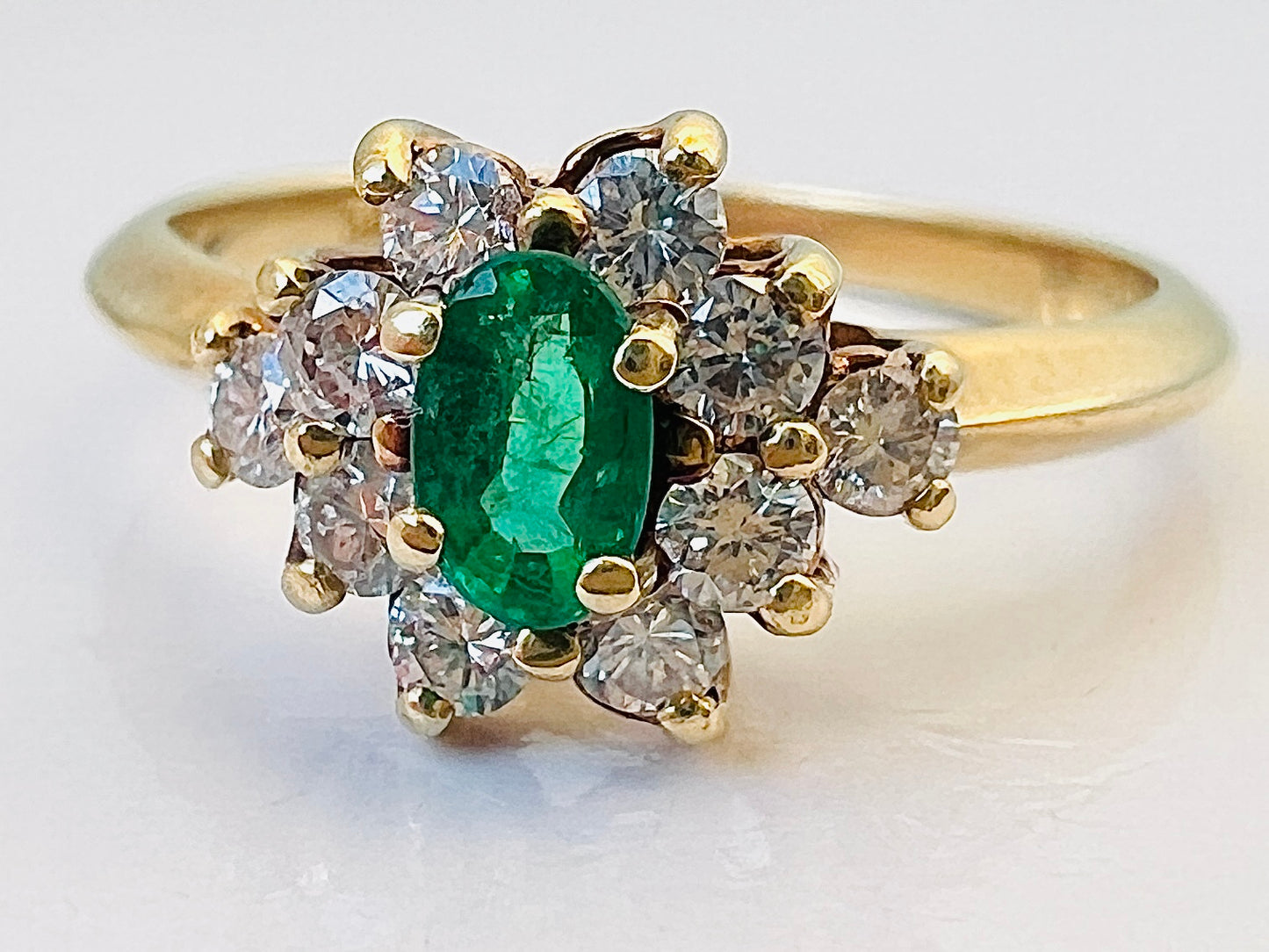 14ct Gold Emerald & Diamond Ring
