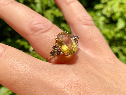9ct Gold Citrine & Zircon Ring