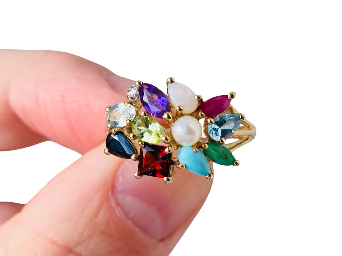 9ct Gold Multi-Gemstone Ring