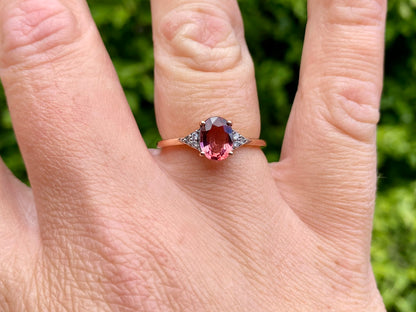 9ct Gold Pink Tourmaline & Diamond Ring