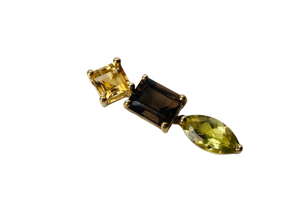 9ct Gold Peridot, Citrine & Quartz Pendant