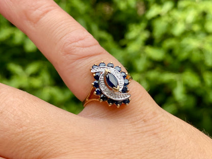 9ct Gold Sapphire & Diamond Ring