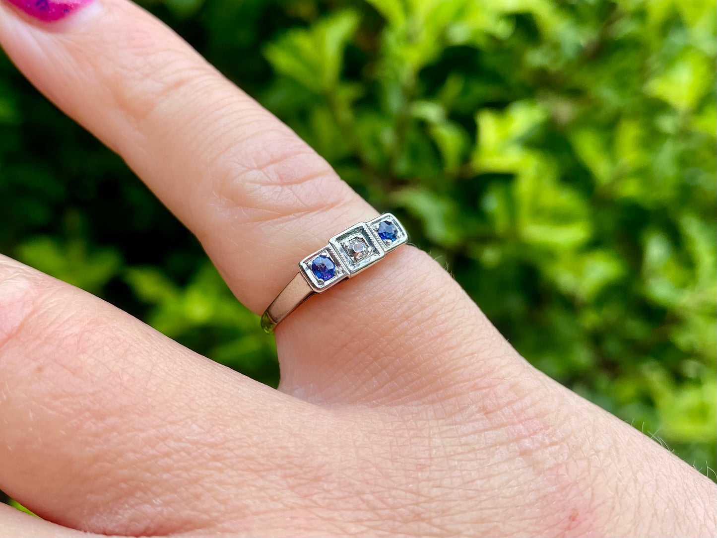 Antique 18ct Gold & Platinum Sapphire & Diamond Ring