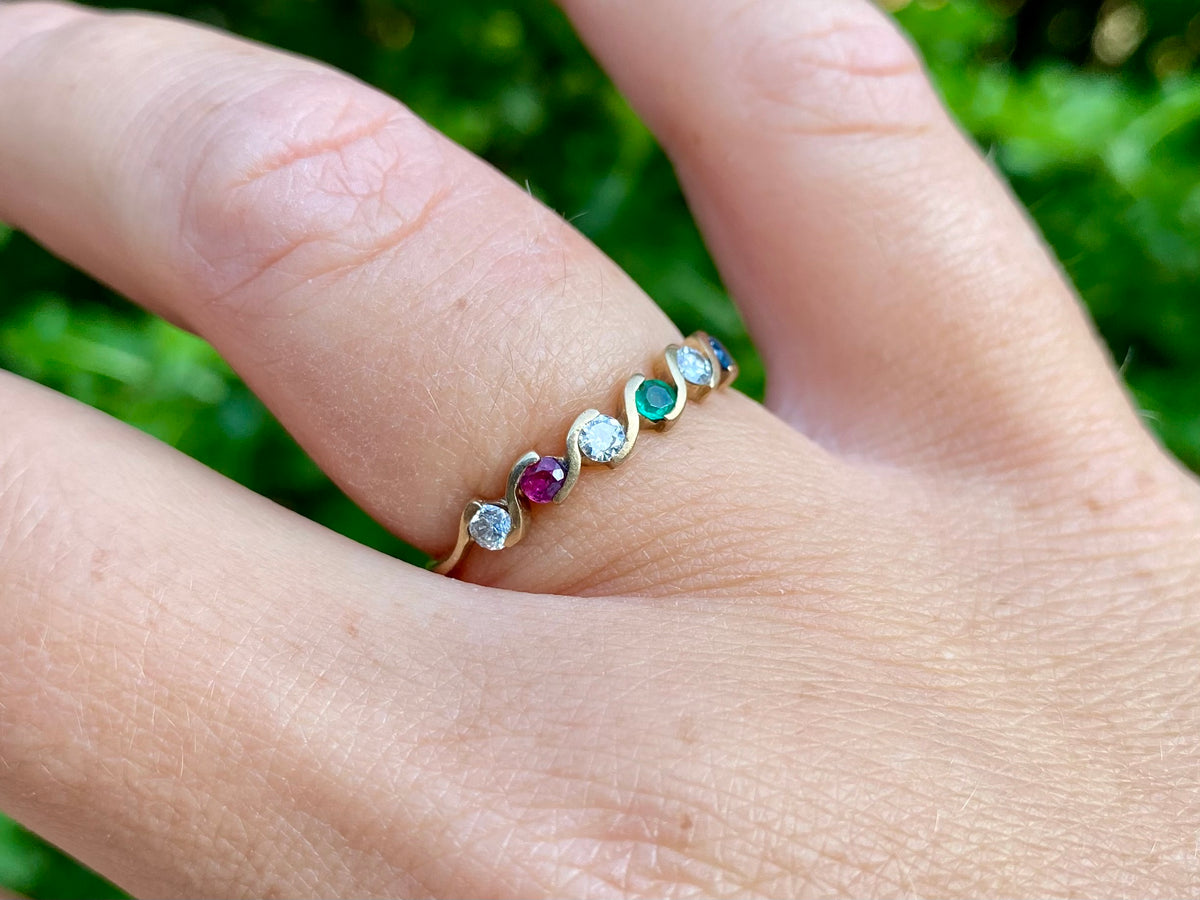 Vintage 9ct Gold Multi-Gemstone Ring