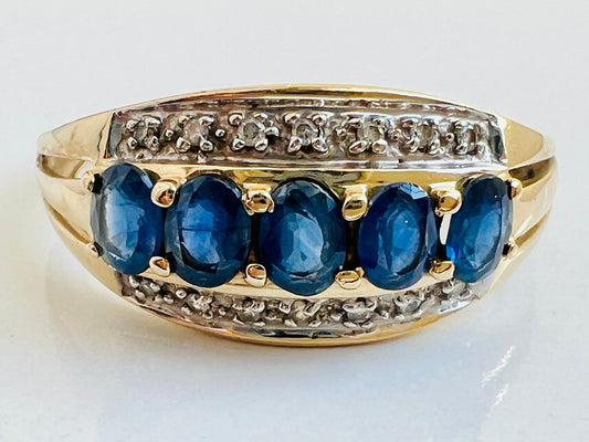 9ct Gold Sapphire & Diamond Ring