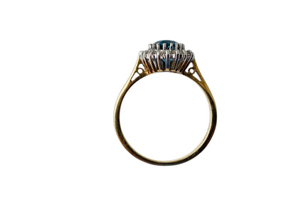 Vintage 9ct Gold Topaz & Diamond Ring