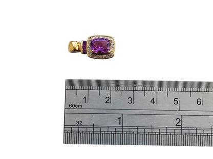 9ct Gold Amethyst & Diamond Pendant