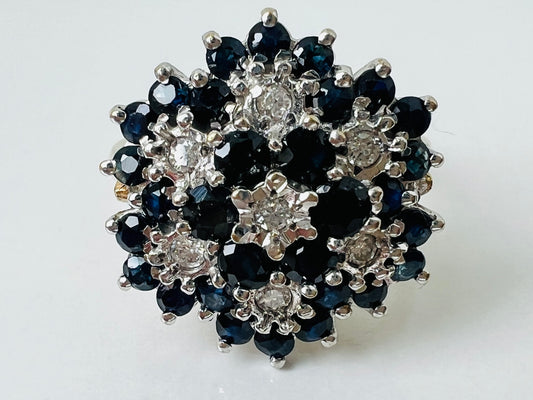 Vintage 9ct Gold Sapphire & Diamond Ring
