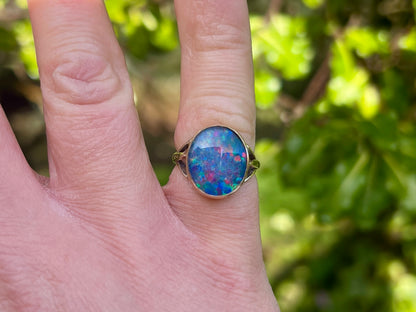 Vintage 9ct Gold Opal Triplet Ring