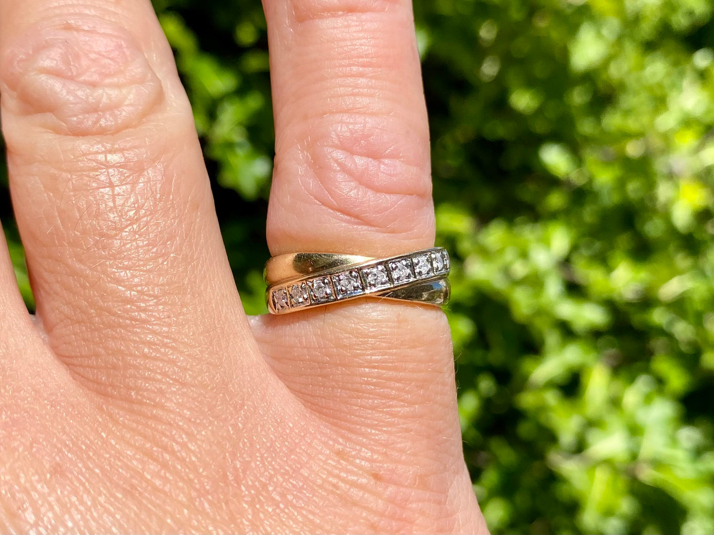 9ct Gold Diamond Crossover Ring